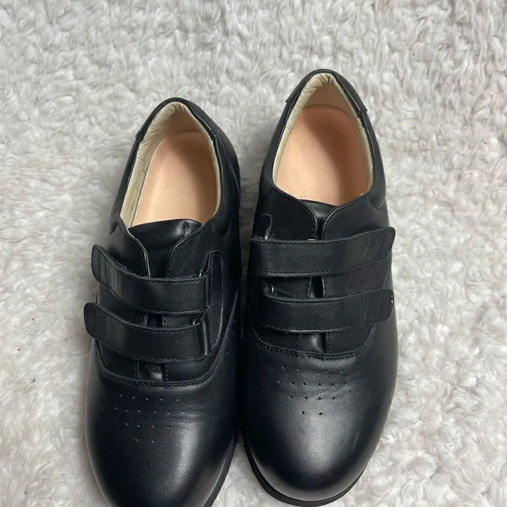 Mt.Emey Double VStraps Black Leather Men Therapeutic Shoes Size10.5.
